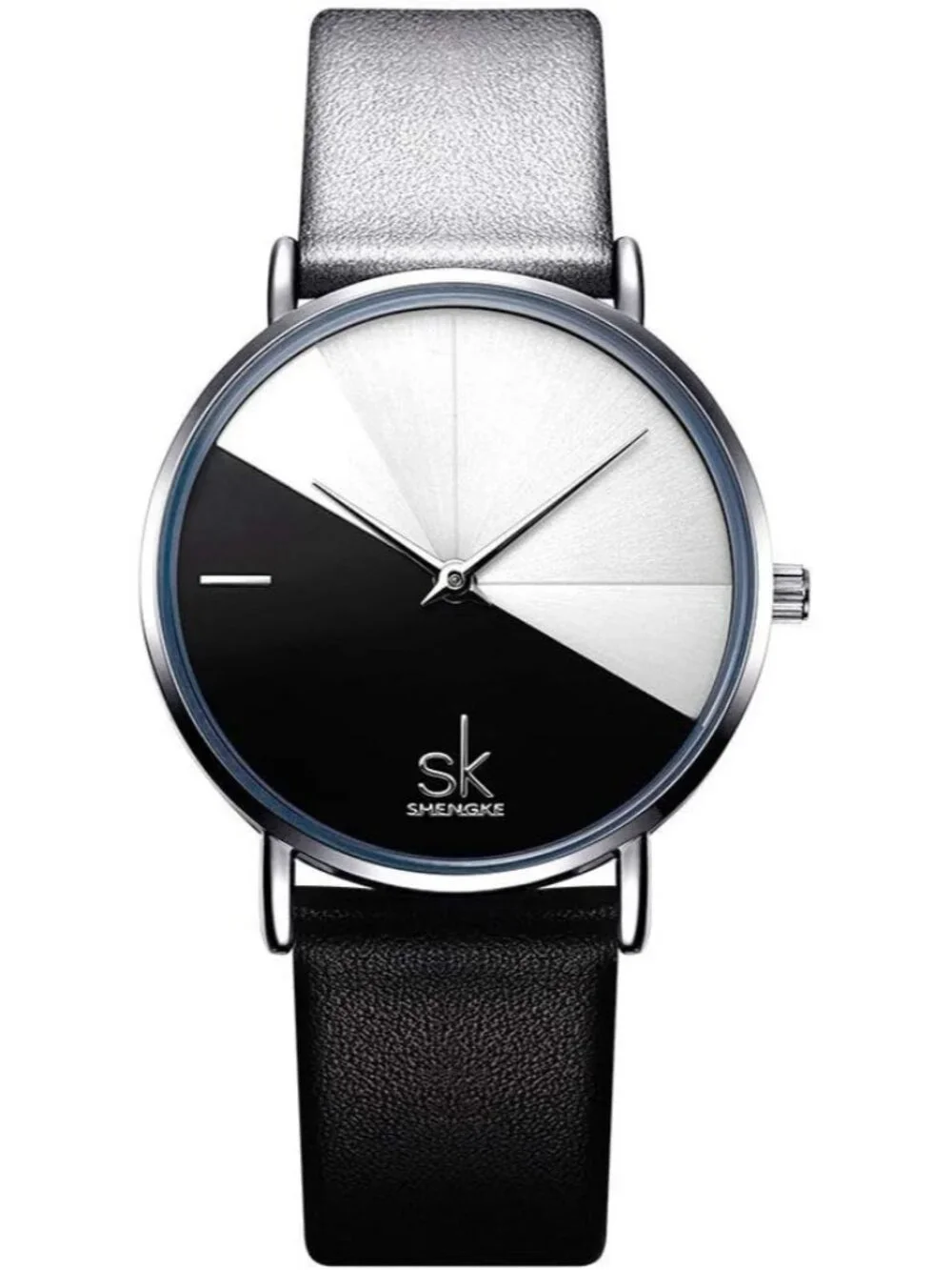Women's Black & White Creative Simplicity Genuine Leather Elegant Wrist Watches